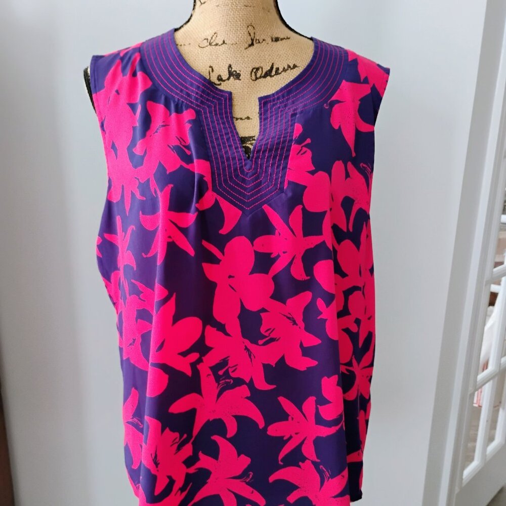 Liz Claiborne sleeveless Purple & Pink Floral top X-Large